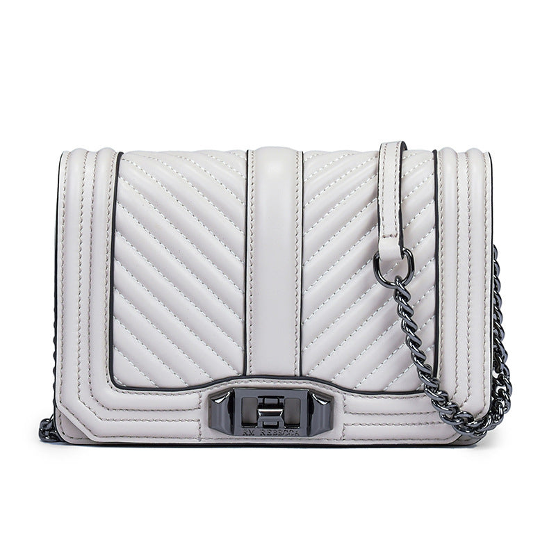 Women's Rhombic Chain Shoulder Bag Crossbody Plaid Cowhide