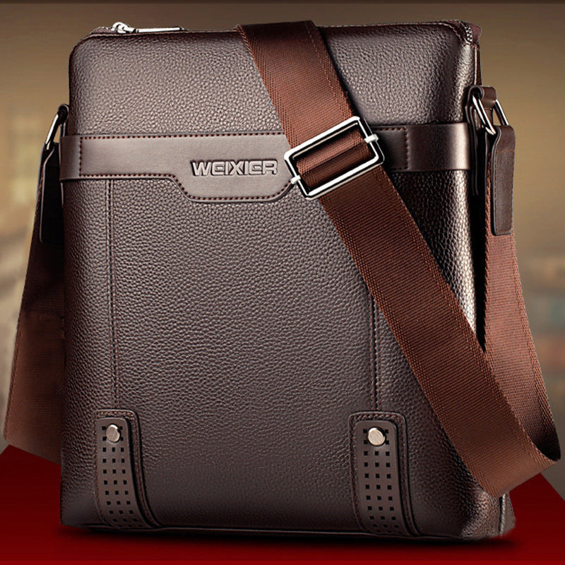 Men's PU Leather Fashion Messenger Shoulder Bag with Zipper Closure