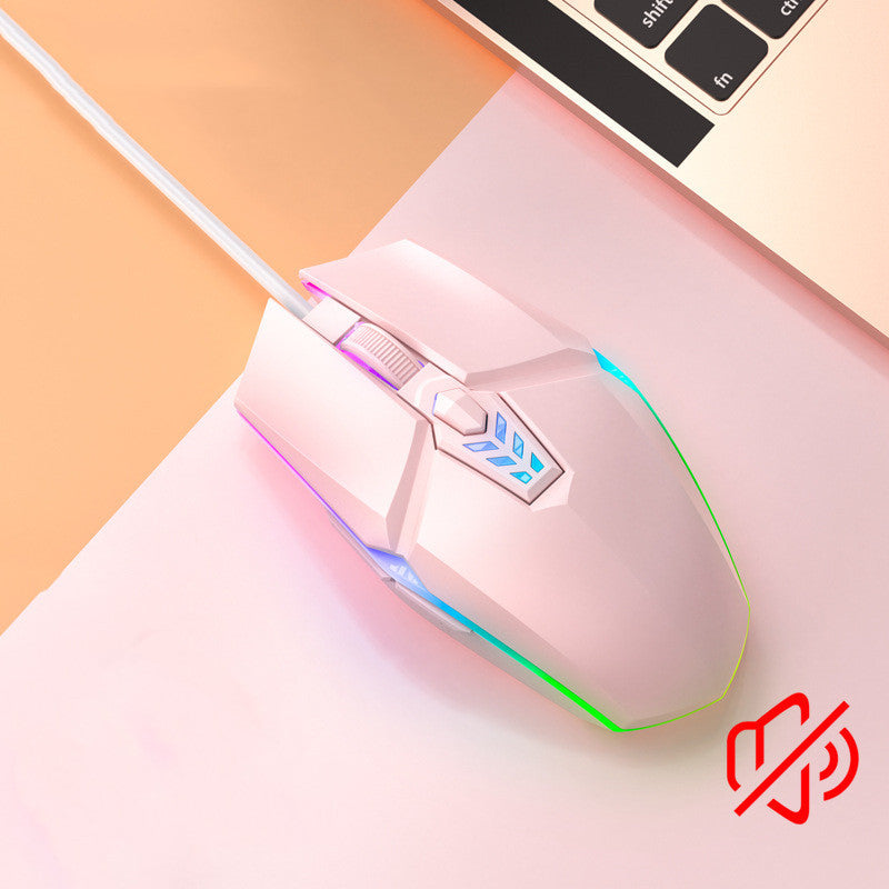 Souris filaire silencieuse et lumineuse pour ordinateur de bureau