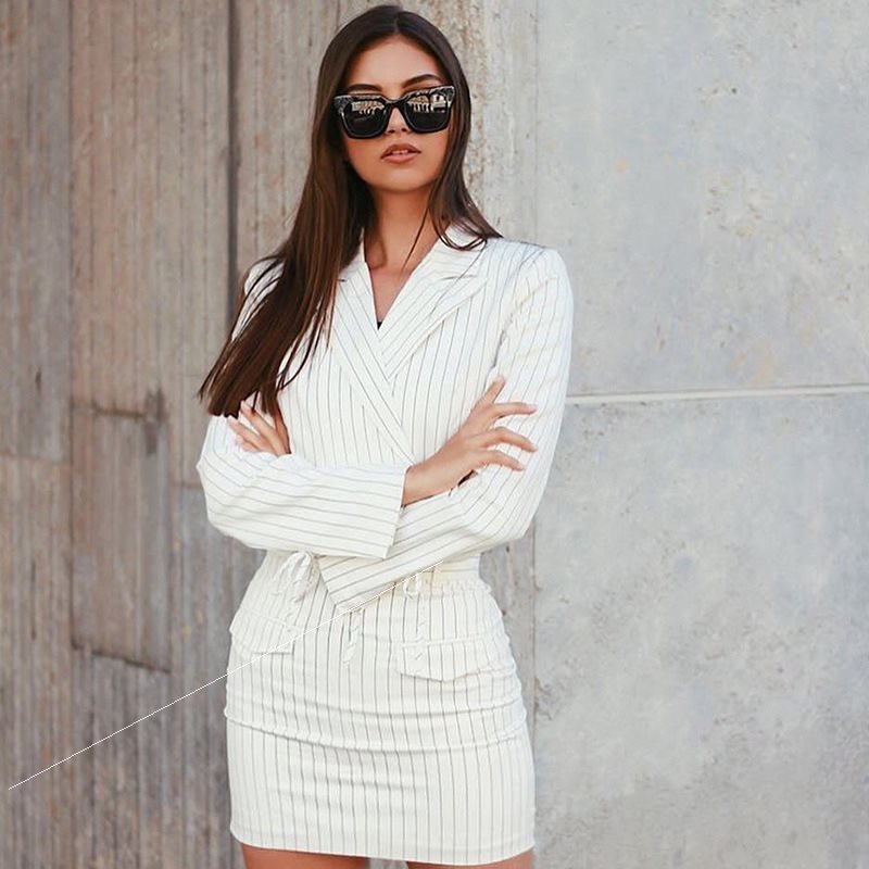 Ensemble Blazer Rayé Deux Pièces