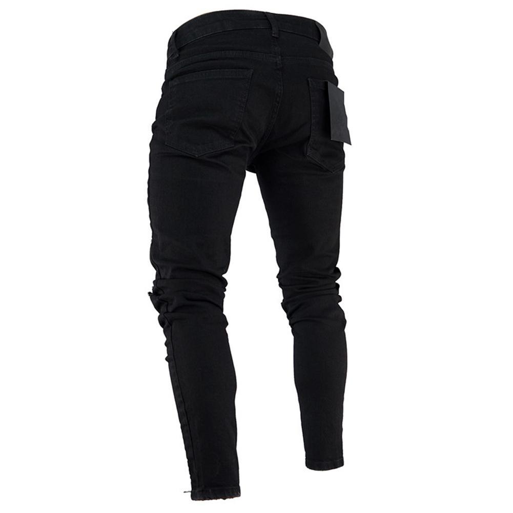 Men's Low Waist Pencil Pants Jeans Long Basic Broken Clothes