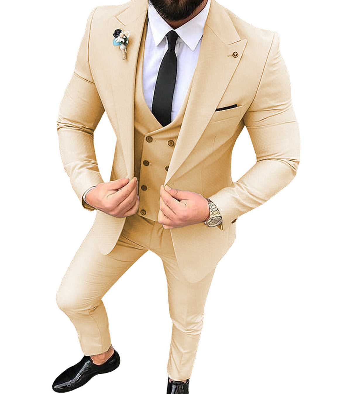 Men's Slim Fit Business Suit with Collar - Multiple Colors & Sizes