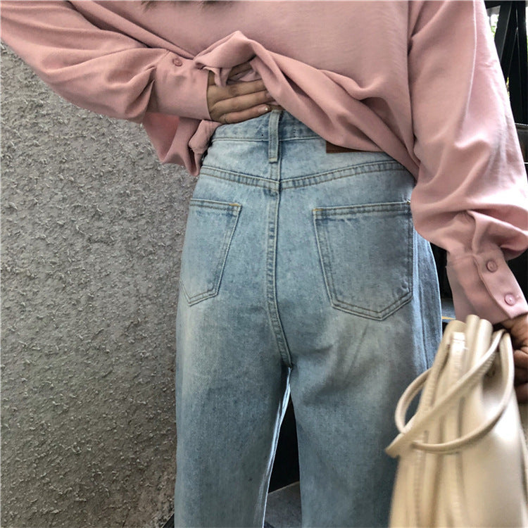 Modern Blue High-Waist Wide-Leg Jeans for Women