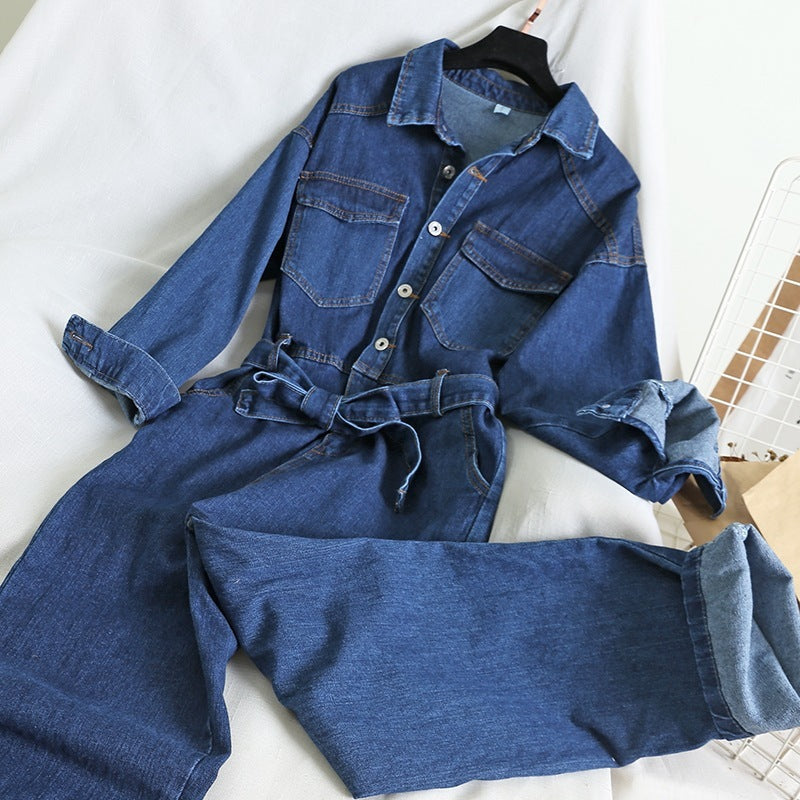 Denim Workwear Jumpsuit with Thick Trousers
