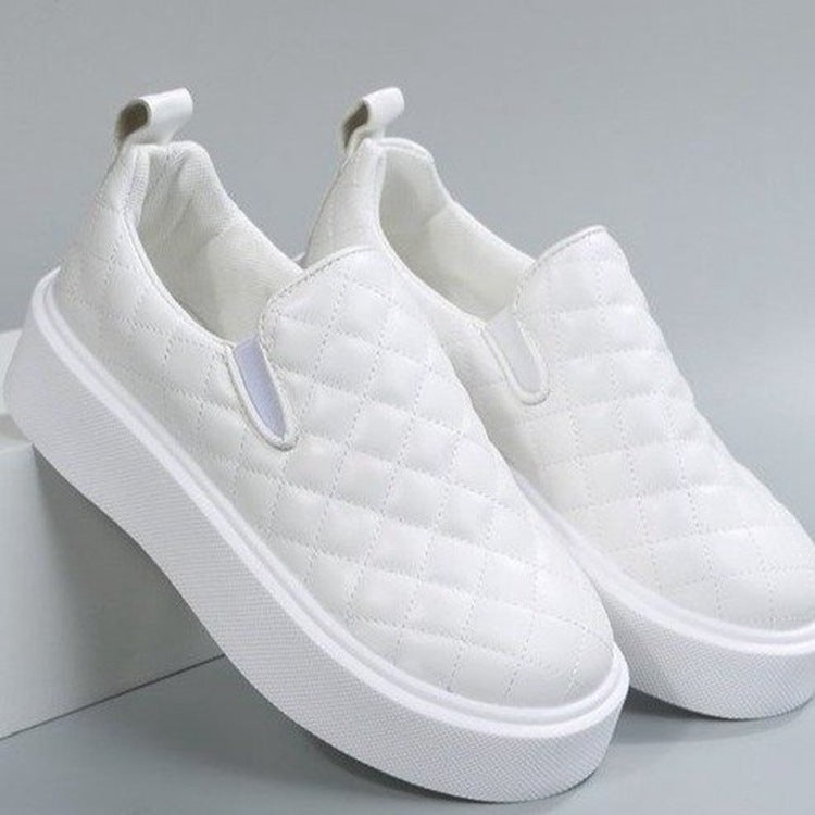 Chaussures plates en cuir à plateforme écossaises pour femmes