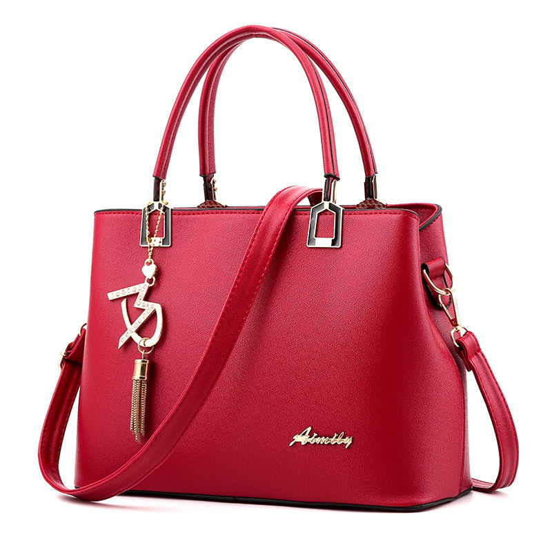 Fashion Women's PU Leather Messenger Shoulder Handbag with Zipper