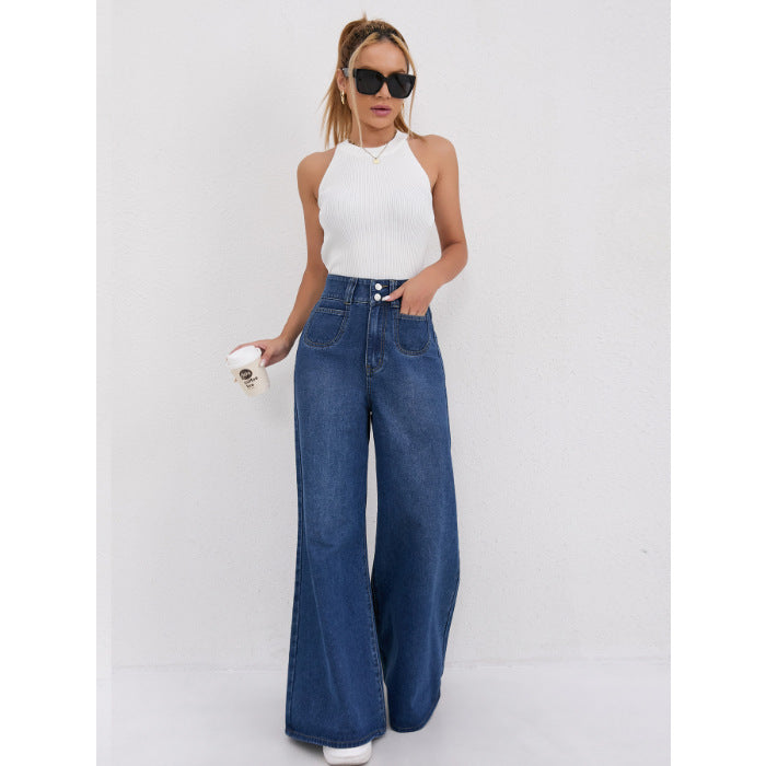 High-Waisted Flared Floor-Length Pants