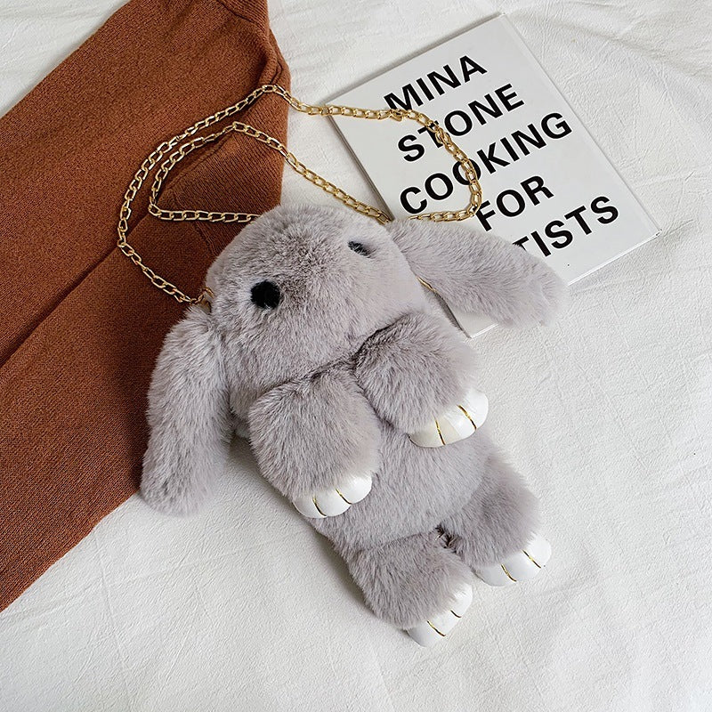 Rabbit Kids Plush Messenger Bag with Chain