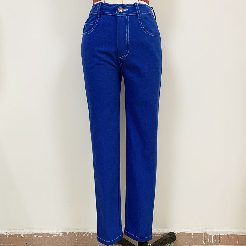 Cotton Denim Suit Jacket with Suit Collar and Wrap Sleeves