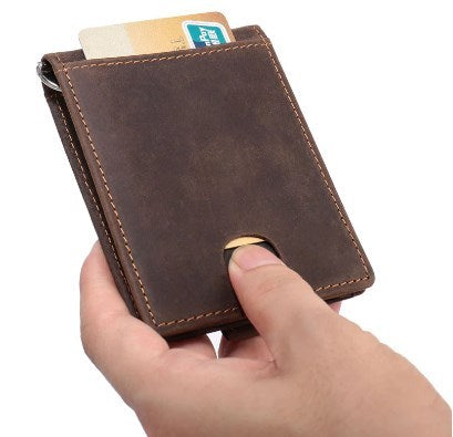 Handmade Leather Wallet RFID Blocking 10x7.5cm