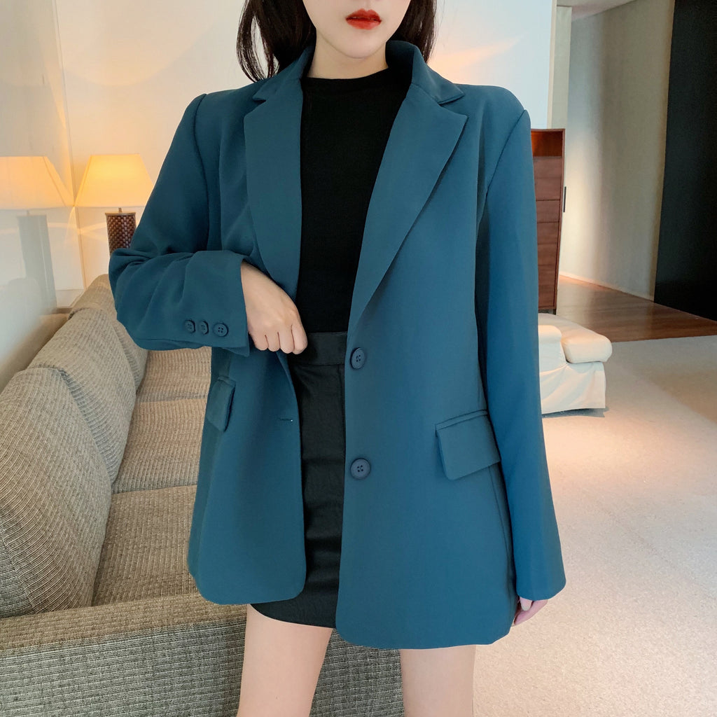 British Style Retro Plain Single-Breasted Blazer