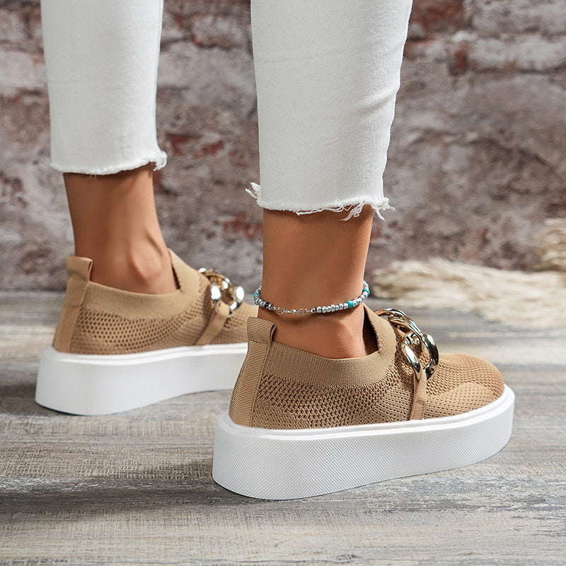 Chaussures plates en maille respirante pour femmes