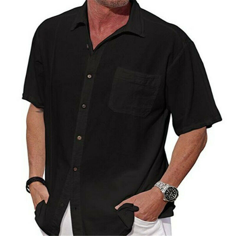 Men's Linen Hemp Shirt - White & Black, M-XXXL