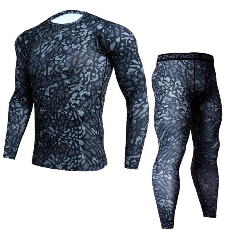 Long Sleeved Tight Fitting Men's Sports Quick Drying Fitness Suit Set