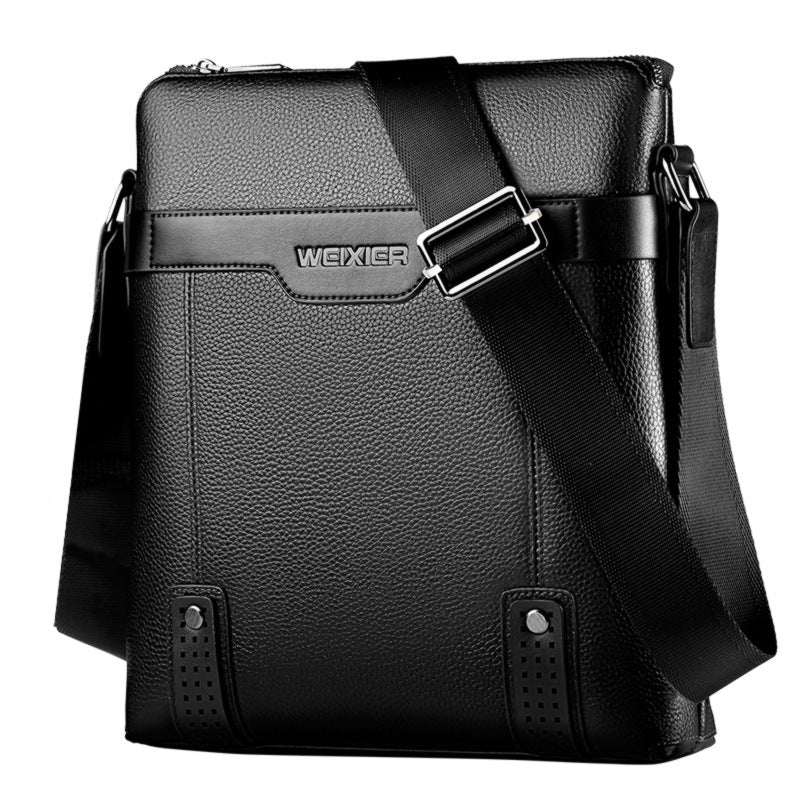 Men's PU Leather Fashion Messenger Shoulder Bag with Zipper Closure