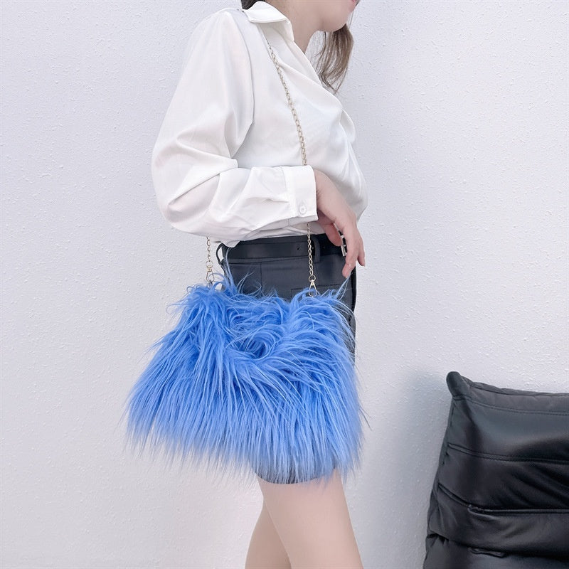 Cross-border NImitated Tibet Sheep Fur Square Bag