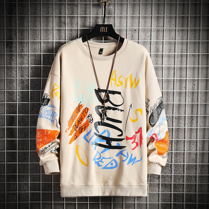 Graffiti hand-painted loose men's sweater