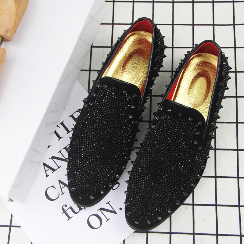 Men's Black Pointed Toe Loafers Wedge Heel Breathable Shock Absorption Shoes Sizes 38-44
