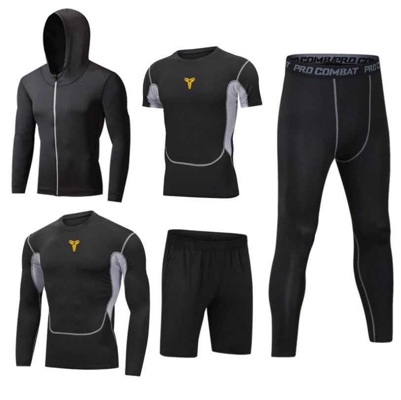 Ensemble Sport Homme Séchage Rapide à Capuche Manches Longues Pantalon Neuf Points Fitness Course à Pied