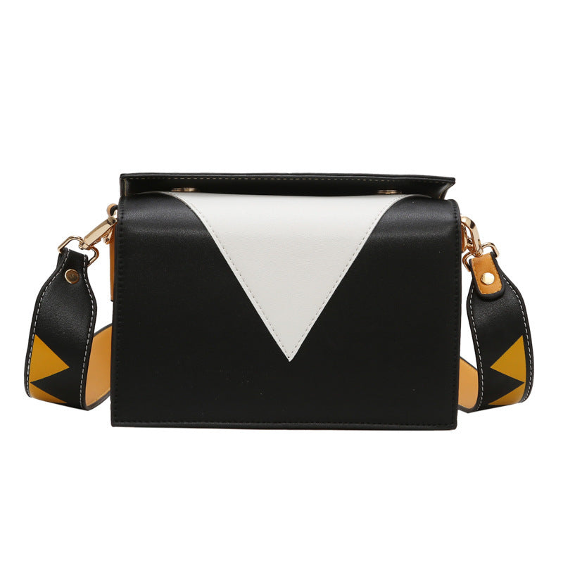 Triangle Shoulder Bag 20cm Square Crossbody with Magnetic Buckle and PU Lining