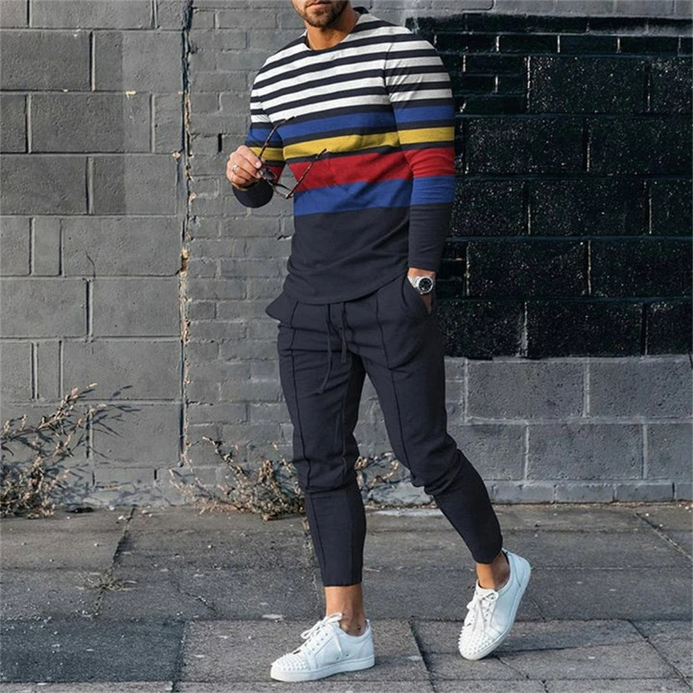 Ensemble sweatshirt et pantalon de survêtement 3D numérique pour hommes