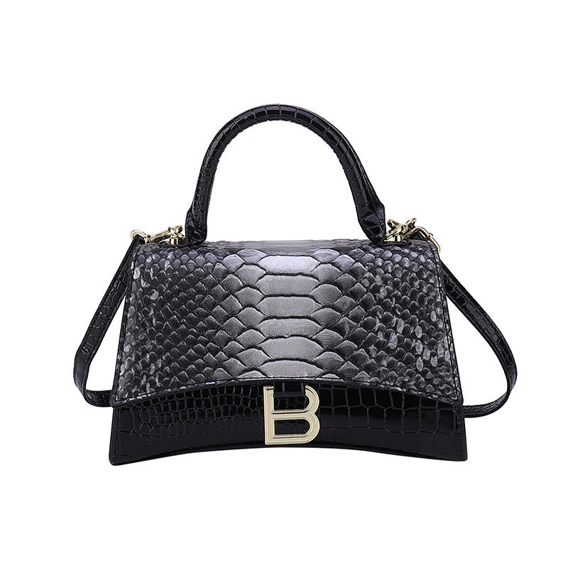 Women's Snake Pattern B Word PU Handbag 23cm