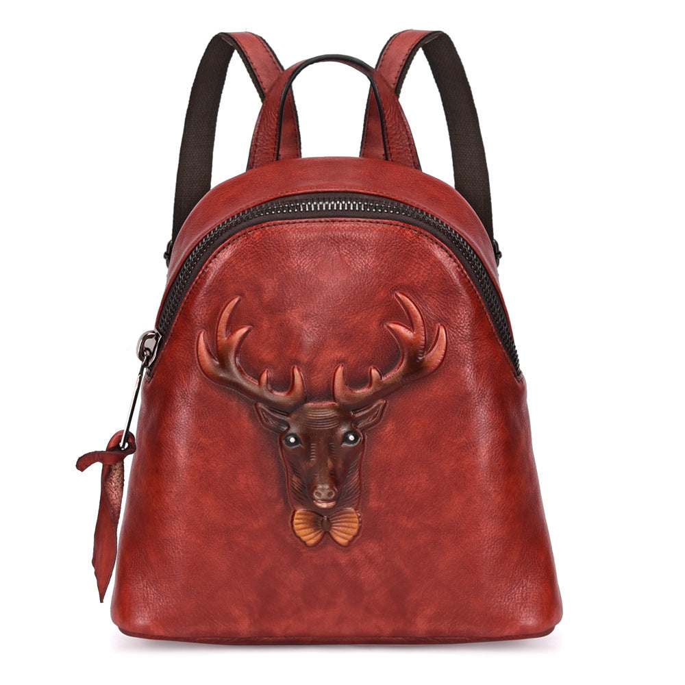 Sac à dos double rétro en cuir 20-35L avec motif de lotion de soin pour arbres