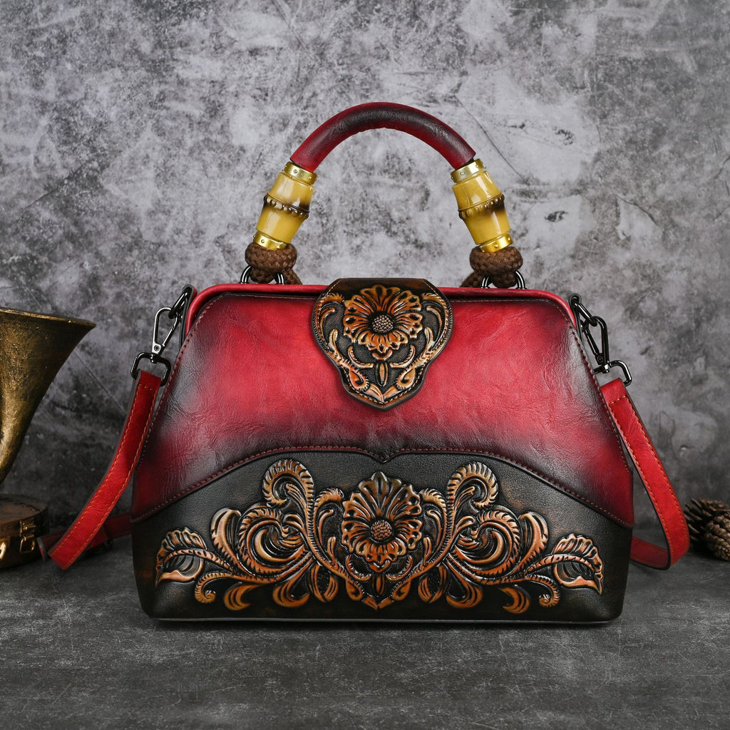 Retro Embossed PU Crossbody Dumpling Handbag with Lock Buckle