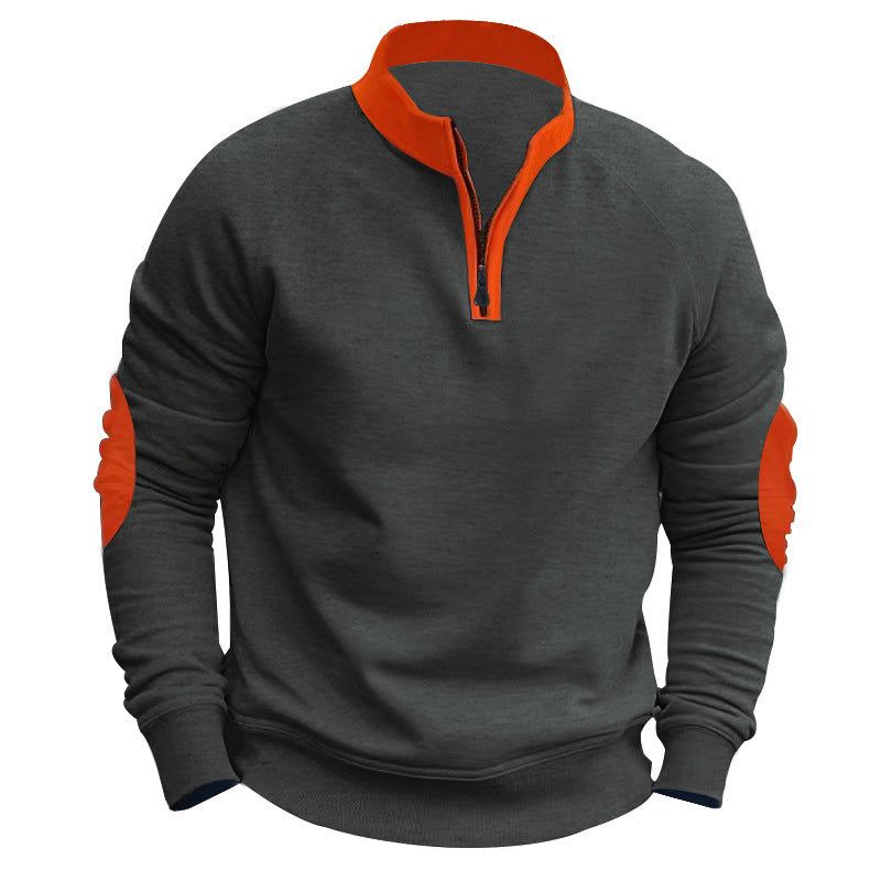 Stand Collar Half Zip Pullover Long Sleeve Coat