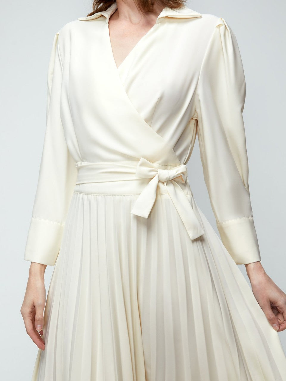 Women's Mid-Waist Pleated Dress with Belt – Apricot, Black, Skin Color, S-XL