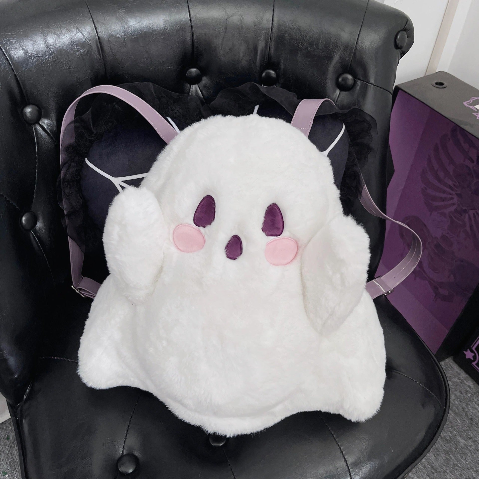 Halloween Cute Milky White Plush Ghost Cartoon Backpack