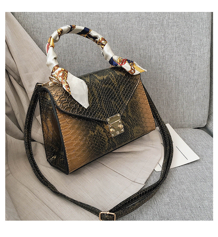 Snake print silk scarf handbag