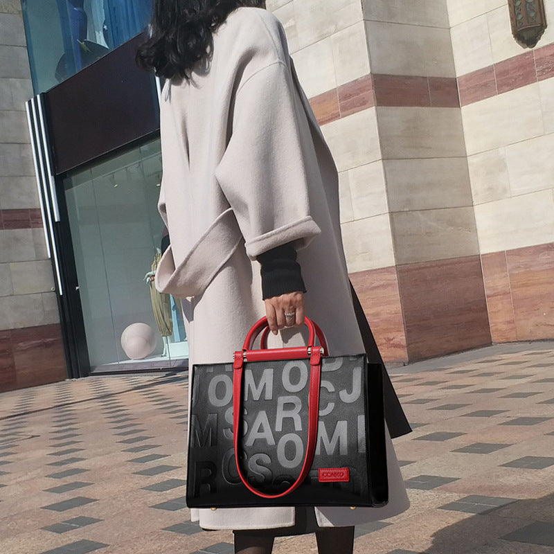 Grand Sac Fourre-Tout en PU à Poignée Supérieure pour Femmes Sac à Main Décontracté Sac Bandoulière