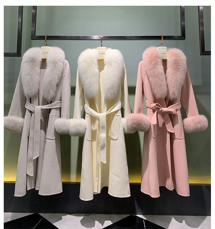 Winter Warm Lace-up Long Woolen Coat