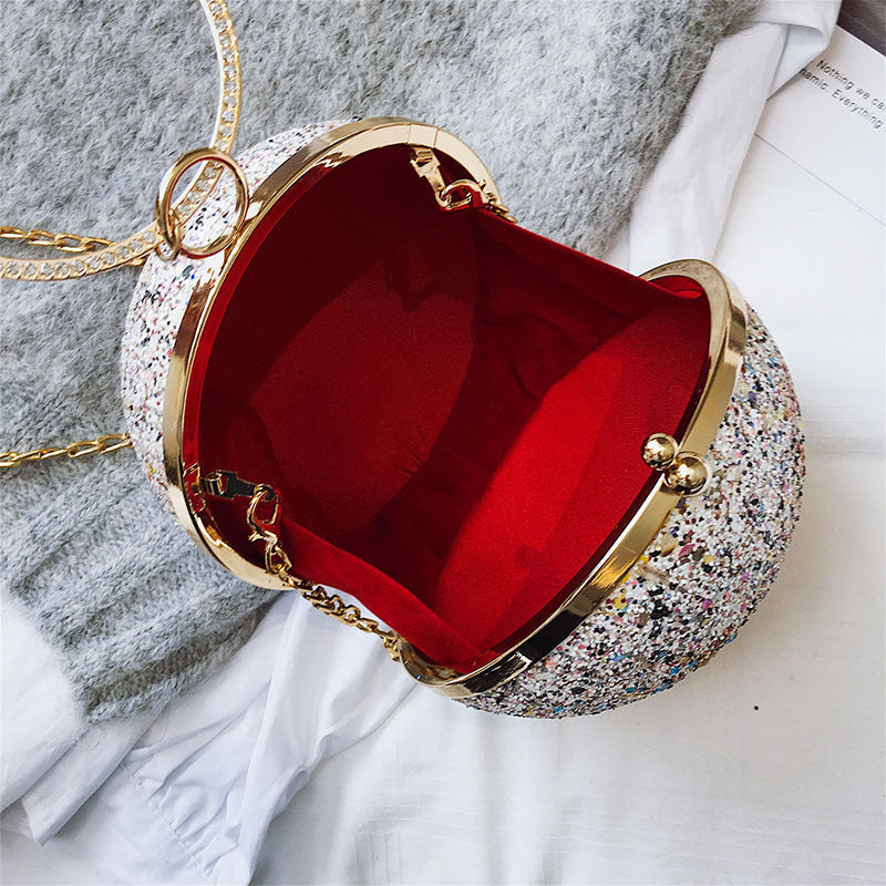 Round Ball Chain PU Messenger Bag for Women