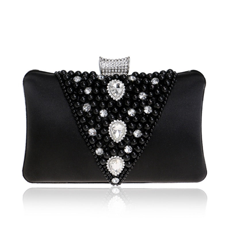 Pearl Embroidered Evening Banquet Bag with Handle