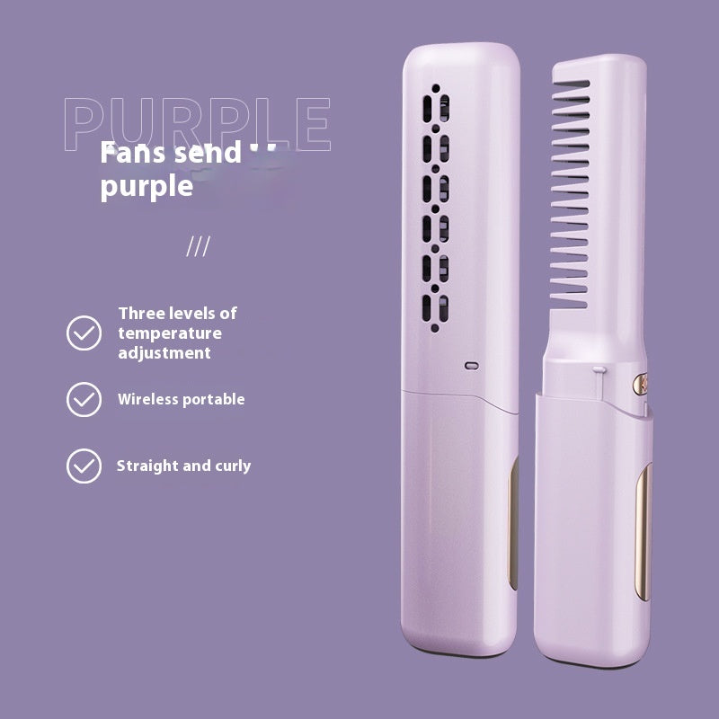 Mini Peigne Lissant Chauffant avec Ions Négatifs Soin Capillaire Doux Massant