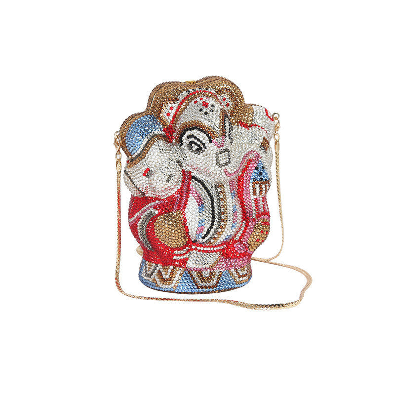 Sac à Main Femme Strass Éléphant Fait à la Main avec Chaîne
