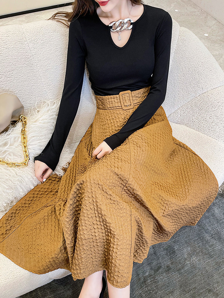 Two-piece Set Of Bottoming Shirt And Skirt Net Red