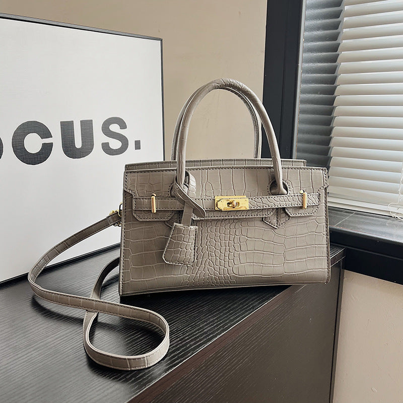 Crocodile Pattern Kelly Hard PU Handbag for Women