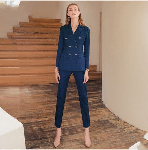 Ensemble de costume coupe ajustée écossais vert foncé professionnel