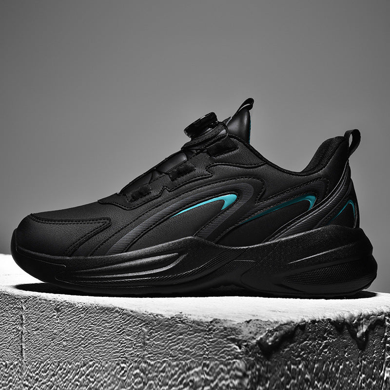 Waterproof Men's Leather Sneakers with Rotating Button
