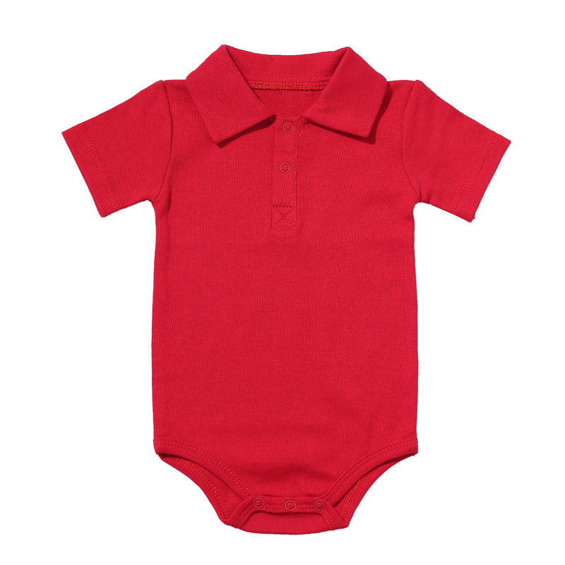 Cotton Short Sleeve Lapel Baby Onesies