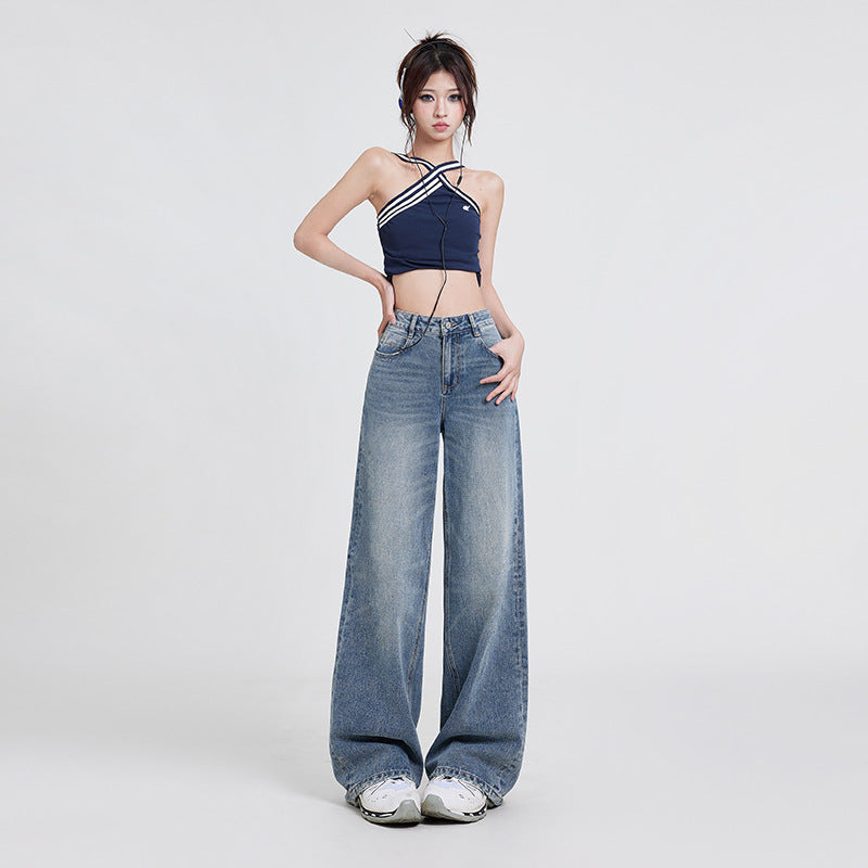 Women's High Waist Wide Leg Straight Baggy Jeans