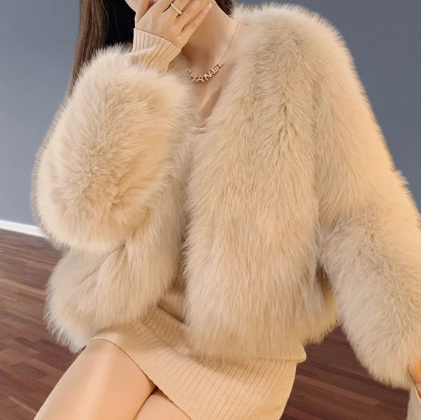 Women's Short Artificial Fur Coat Fashion Outerwear