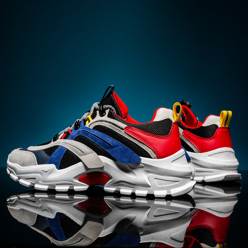 Men’s Colorful Trendy Sneakers with Rubber Sole and Leather Stitching