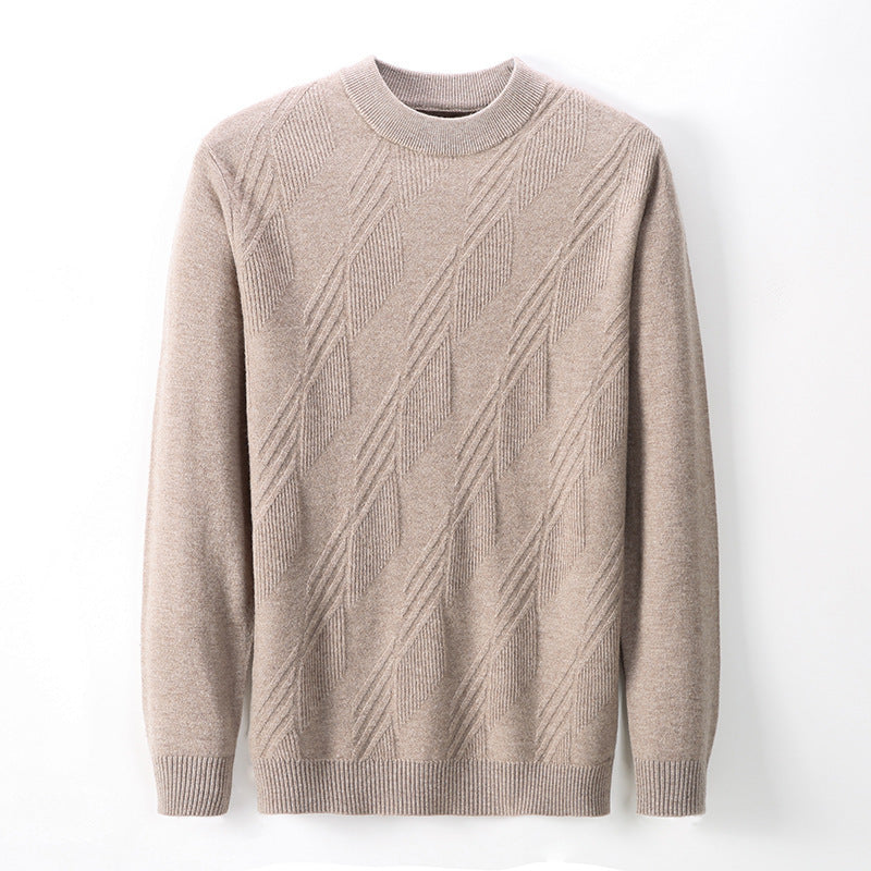 Men's Turtleneck Wool Knit Pullover Solid Color Cardigan