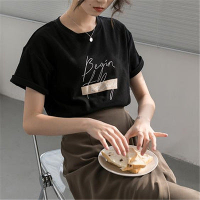 European and American style round neck T-shirt