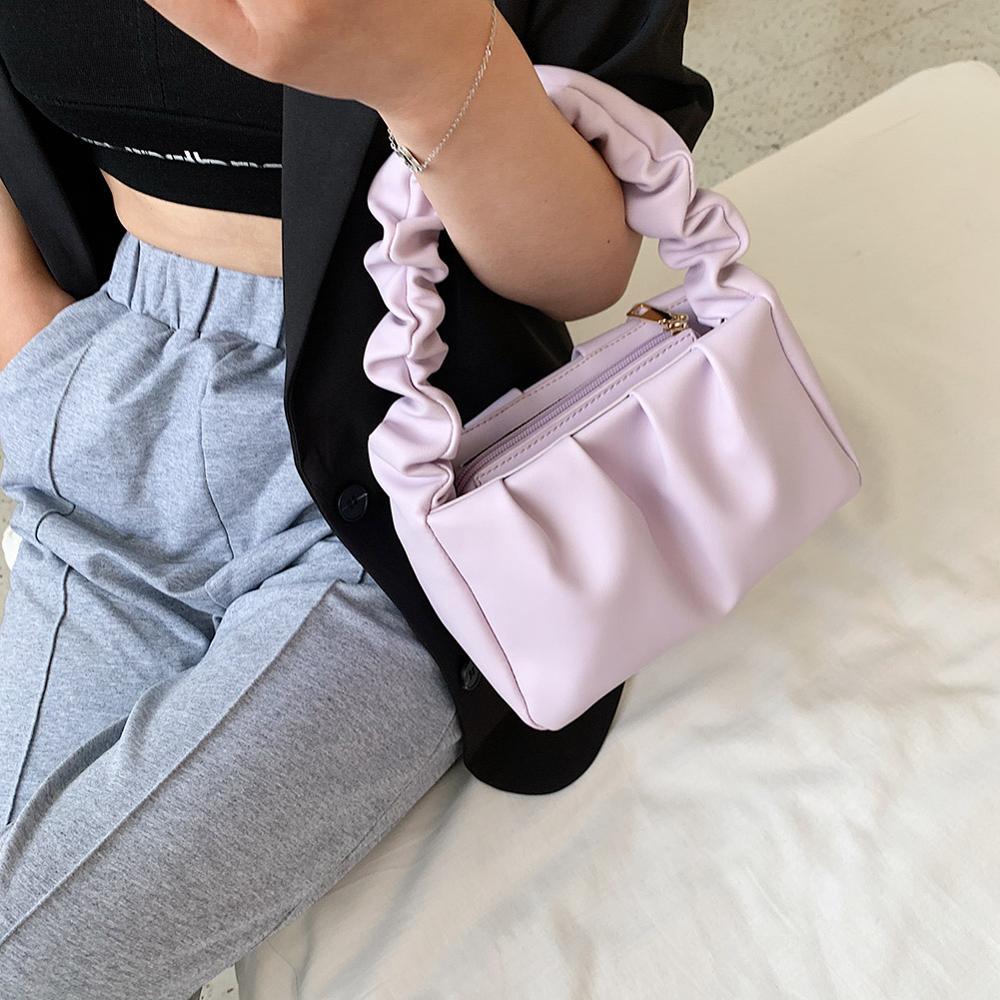 PU Underarm Shoulder Bag Handbag with Zipper 21cm