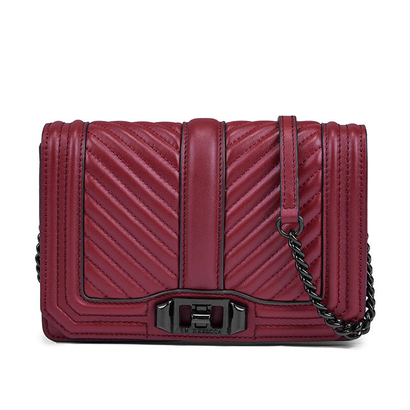 Women's Rhombic Chain Shoulder Bag Crossbody Plaid Cowhide
